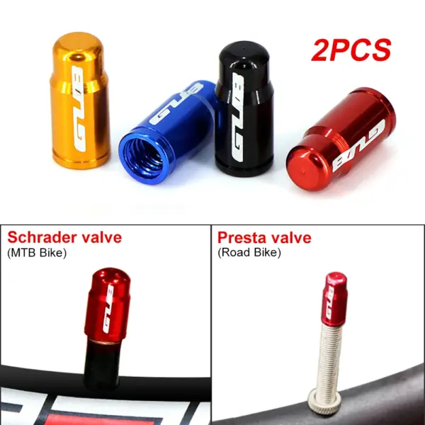 2Pcs GUB Aluminum CNC Bicycle Tire Valve Caps – MTB & Road Bike Tube Nozzle Cover for AV/FV Schrader & Presta Valves