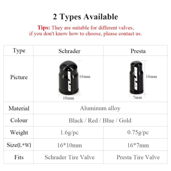 2Pcs GUB Aluminum CNC Bicycle Tire Valve Caps – MTB & Road Bike Tube Nozzle Cover for AV/FV Schrader & Presta Valves - Image 3