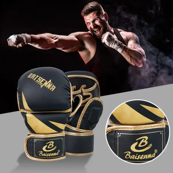 Half Finger Training Gloves – Thickened PU Leather Kickboxing Fight Gloves for Adults & Children - Image 4