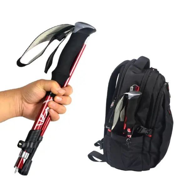 5-Section Outdoor Foldable Trekking Pole – Portable Telescopic Walking & Hiking Stick for Camping & Nordic Walking - Image 2