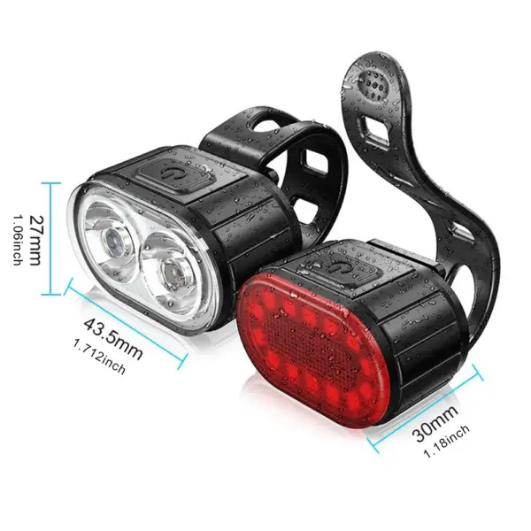USB Rechargeable LED Bicycle Headlight & Taillight – Waterproof Bike Safety Warning Light - Image 5