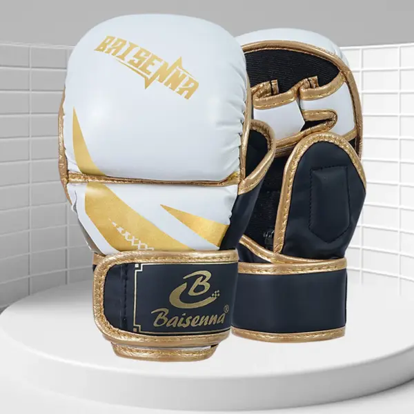 Half Finger Training Gloves – Thickened PU Leather Kickboxing Fight Gloves for Adults & Children - Image 3