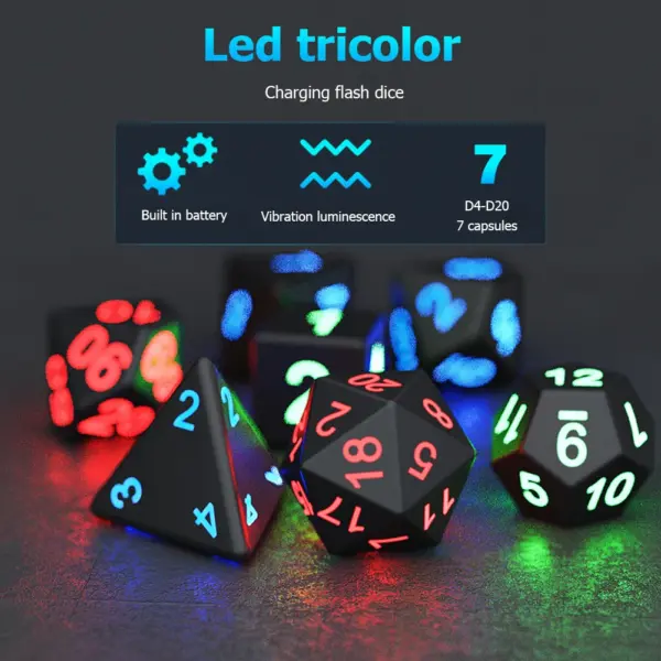 Electronic LED Dice Set – Multi-Sided Glowing Dice for Board Games, Party Entertainment & Table Games - Image 2