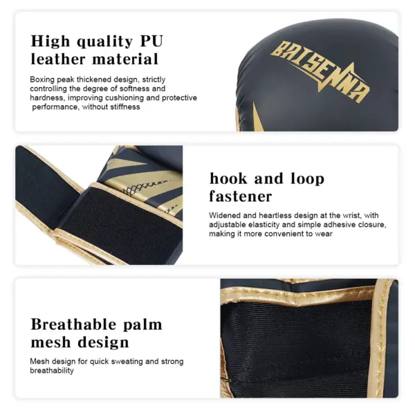 Half Finger Training Gloves – Thickened PU Leather Kickboxing Fight Gloves for Adults & Children - Image 6