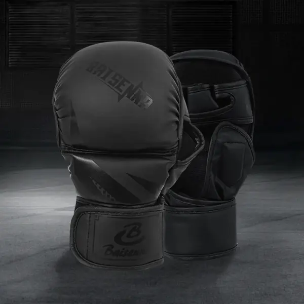 Half Finger Training Gloves – Thickened PU Leather Kickboxing Fight Gloves for Adults & Children