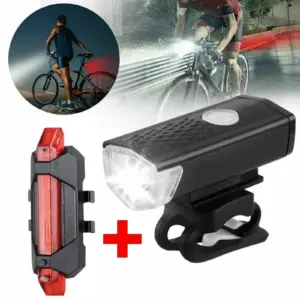 MTB Bike Front Light – USB LED Rechargeable Waterproof Headlight for Mountain Biking & Safety Warning