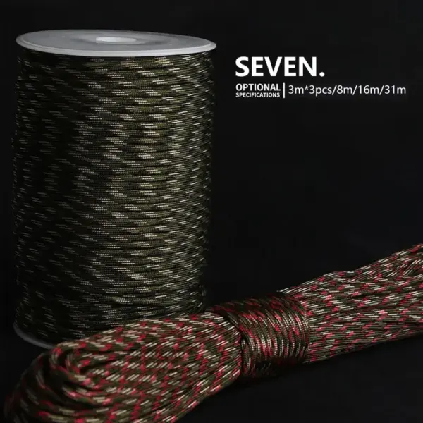 7-Core 550 Paracord Rope – 4mm Survival Cord for Camping, Hiking, Lanyards & Tent Accessories (5/8/16/31M) - Image 2