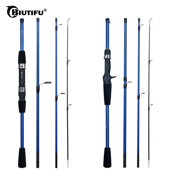 Biutifu Baitcasting Spinning Travel Carbon Fishing Rod – 4/5 Section Ultralight Mini Pole for Lure & Trout Fishing (5-20g Casting Weight)