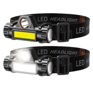 Rechargeable COB LED USB Headlamp – Super Bright Waterproof Head Torch with Strong Magnetic Base for Outdoor & Fishing