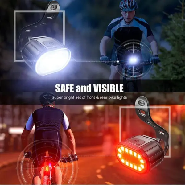 USB Rechargeable LED Bicycle Headlight & Taillight – Waterproof Bike Safety Warning Light - Image 2