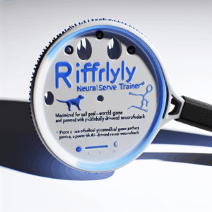 RiffRally Neural Serve Trainer device shown against a neutral background
